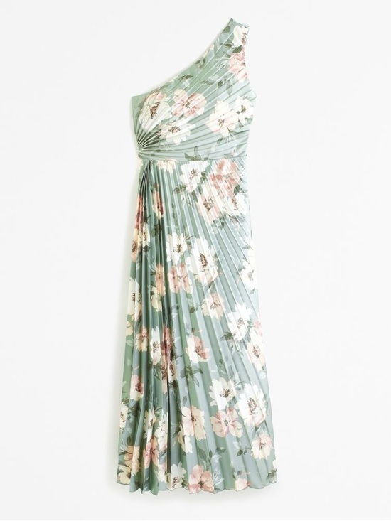 Abercrombie & Fitch Dresses & Skirts - NWT Abercrombie & Fitch One-Shoulder Floral Pleated Maxi Dress - Sage Green
